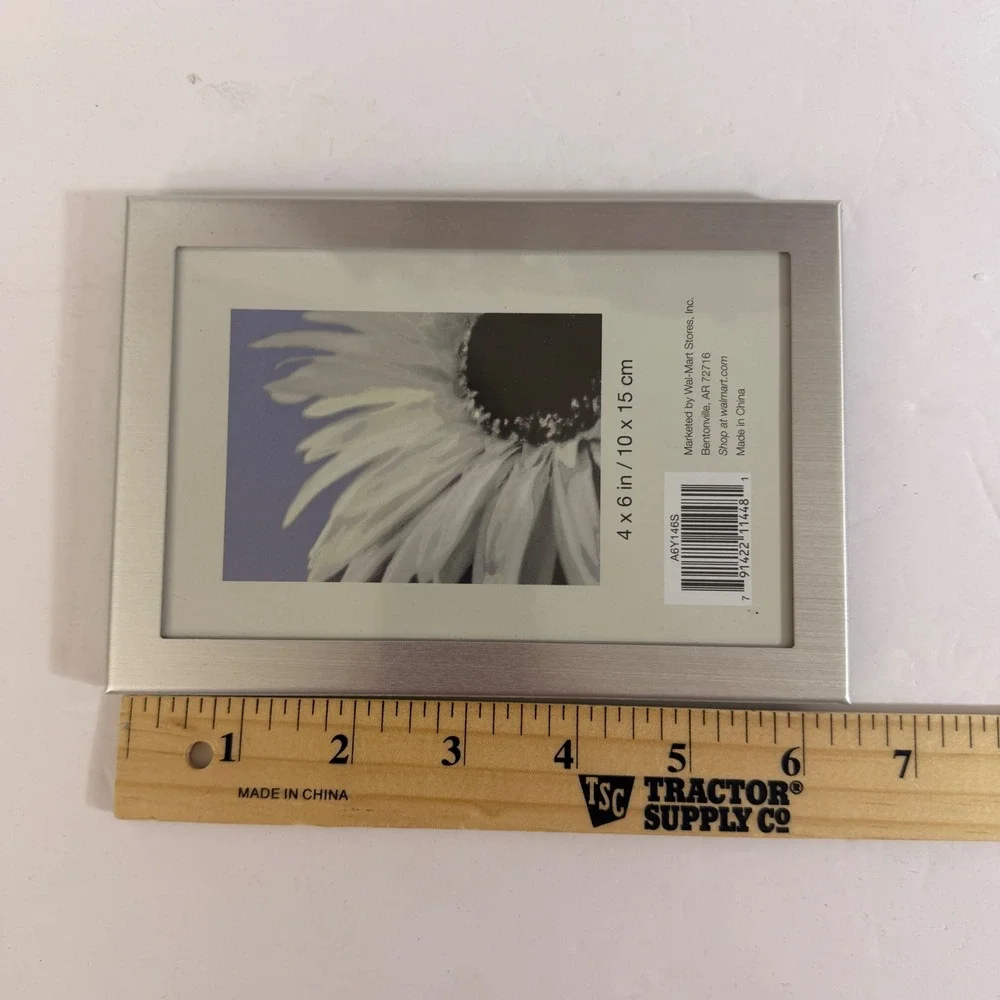 Mainstays Brushed Silver 4x6 Picture Frame Glass Tabletop Photo Frame